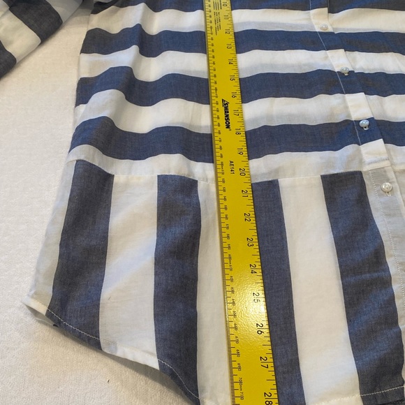 levi womans blouse stripe button Front Blue White - Picture 4 of 11